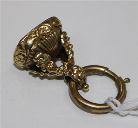 A Victorian gold and citrine set fob seal, approx. 1in.